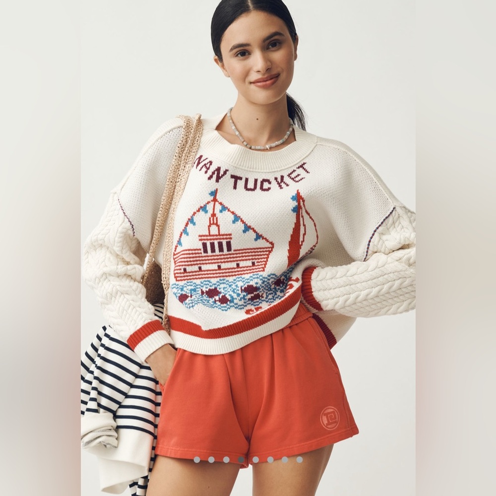 NWT Maeve Graphic Cable-Knit Sweater with Nautical Charm Nantucket New England - Picture 4 of 12